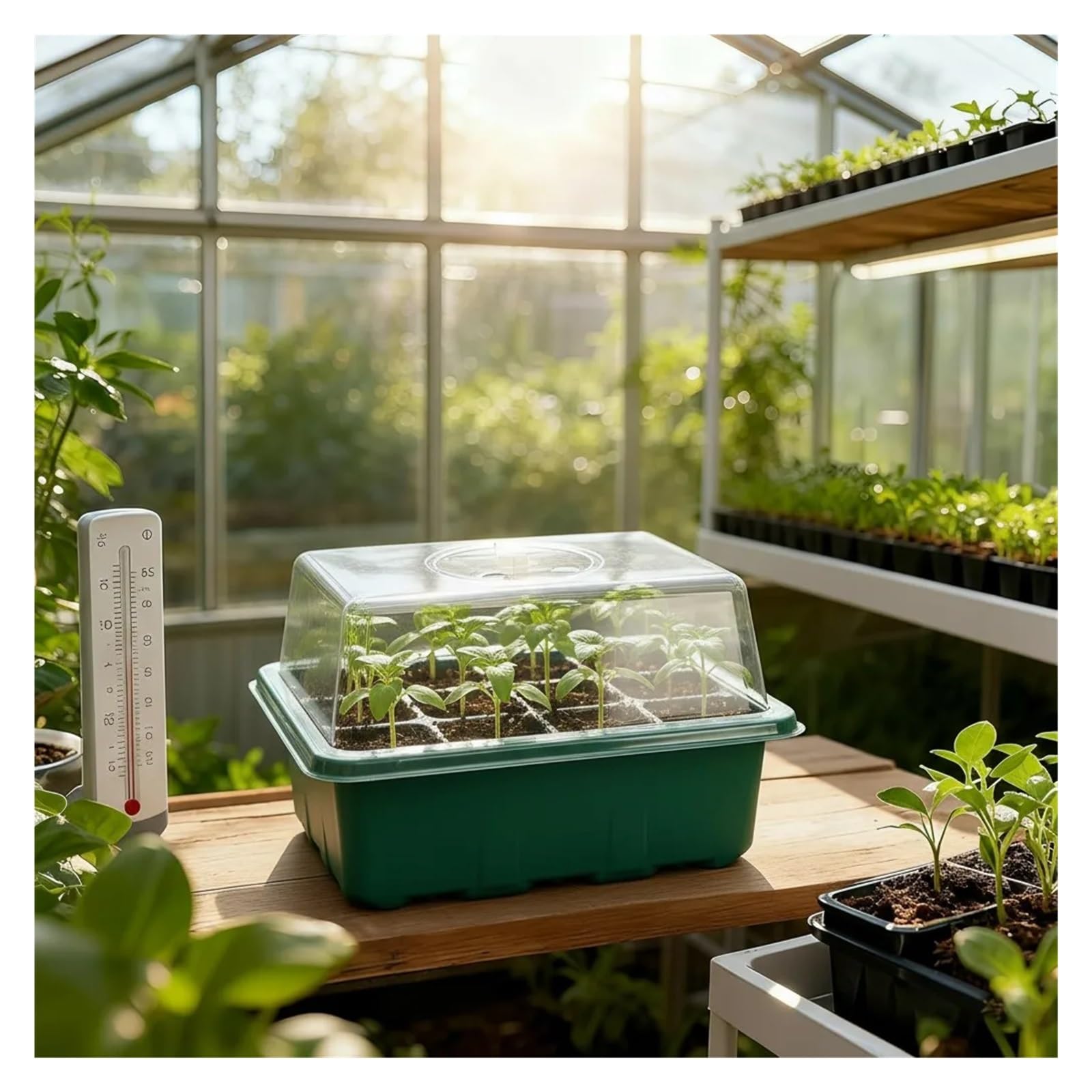 Plaque Semis Plateau de démarrage de graines, Kits de semis, Kit de démarrage de Plantes avec dôme d'humidité et Base, Mini propagateur de Serre intérieure, 5/10 Paquets(10Pack Green)