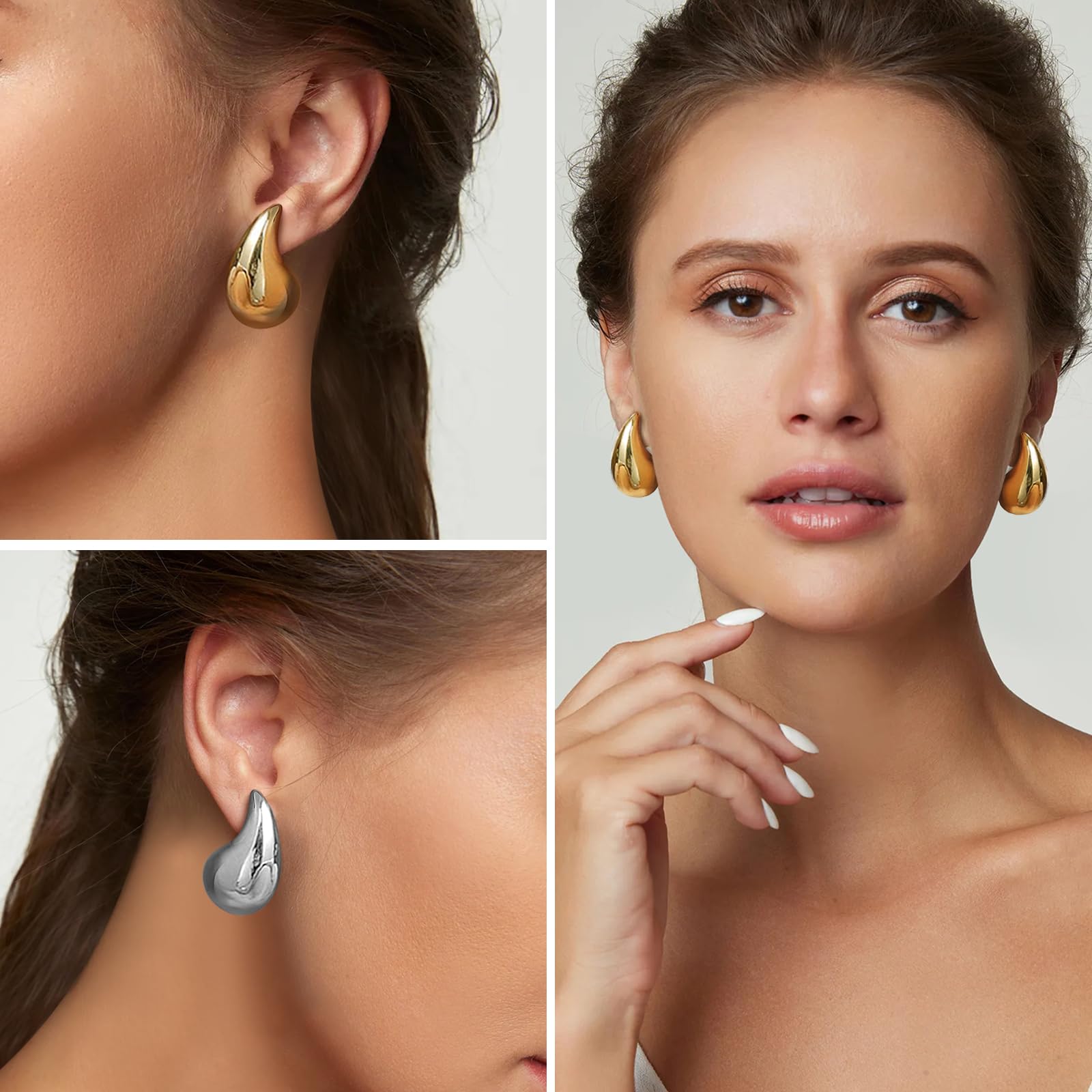 Orecchini Donna Oro Dupes, Orecchini Chunky Orecchini Oro 18k Orecchini a Goccia d'acqua Orecchini Dorati Orecchini Argento Oro Orecchini Anallergici Donna Moda Gioielli Regalo per Donna Ragazza