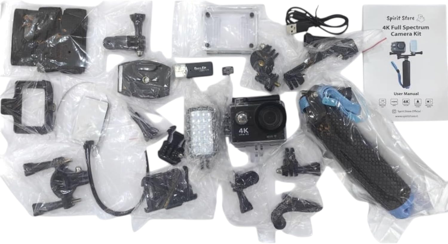 Full Spectrum Camera for Photography and Film Kit 4K Night Vision Modified Action Camera with IR Light & Dual Mount Grip