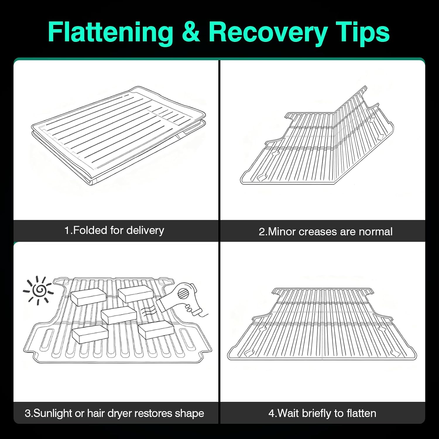 PWY Bed Mat & Tailgate Bed Liner for Ford F-150 (2015-2024 2025, 5.5FT) / F150 Lightning (2022-2025), TPE Heavy Duty Tailgate Protector + Truck Bed Mat, All Weather & Non Slip, Truck Stuff - Image 9