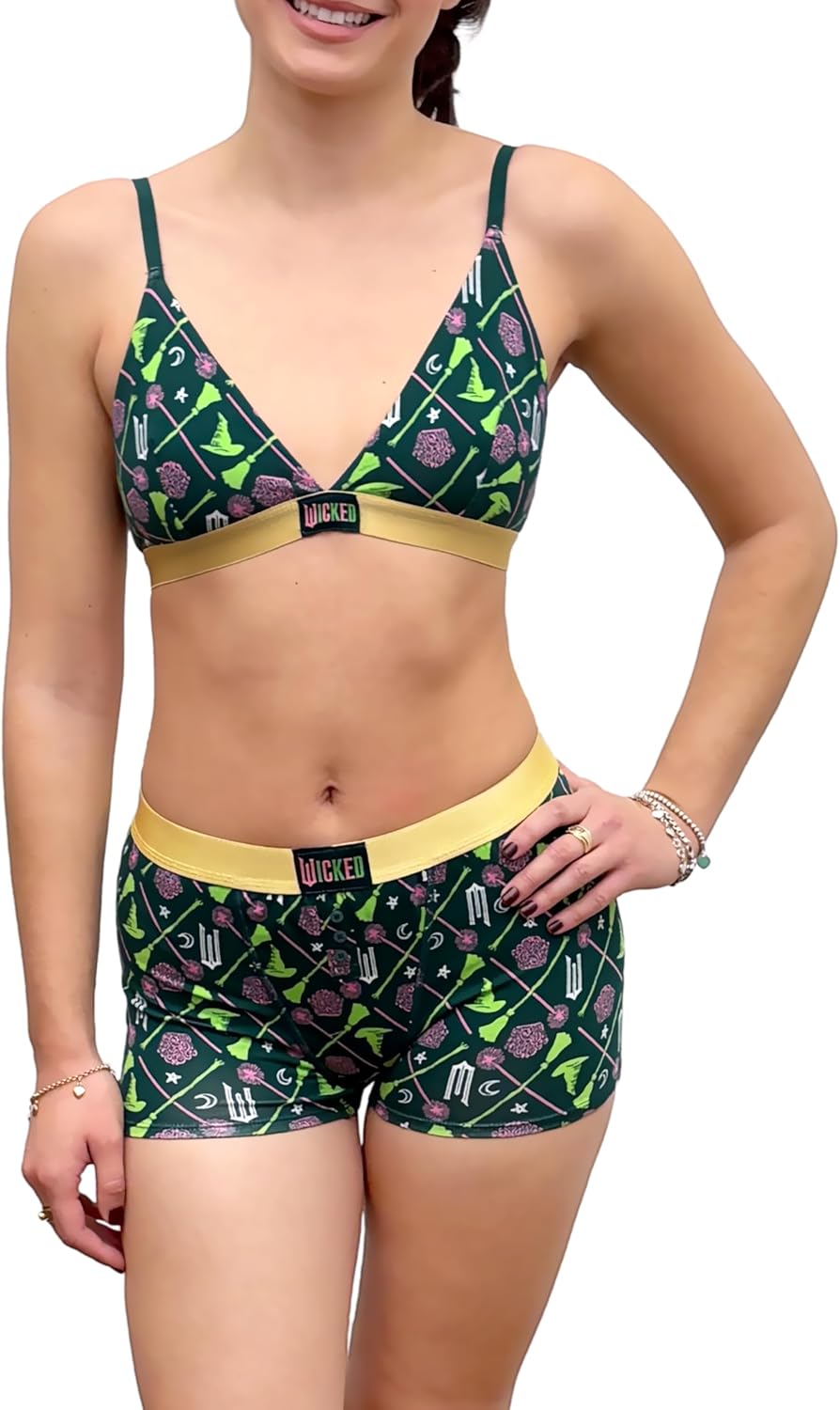 Wicked Women's Amazon Exclusive Elphaba and Glinda Cami and Bra Sets With Boxer Brief Sizes Xs-xl
