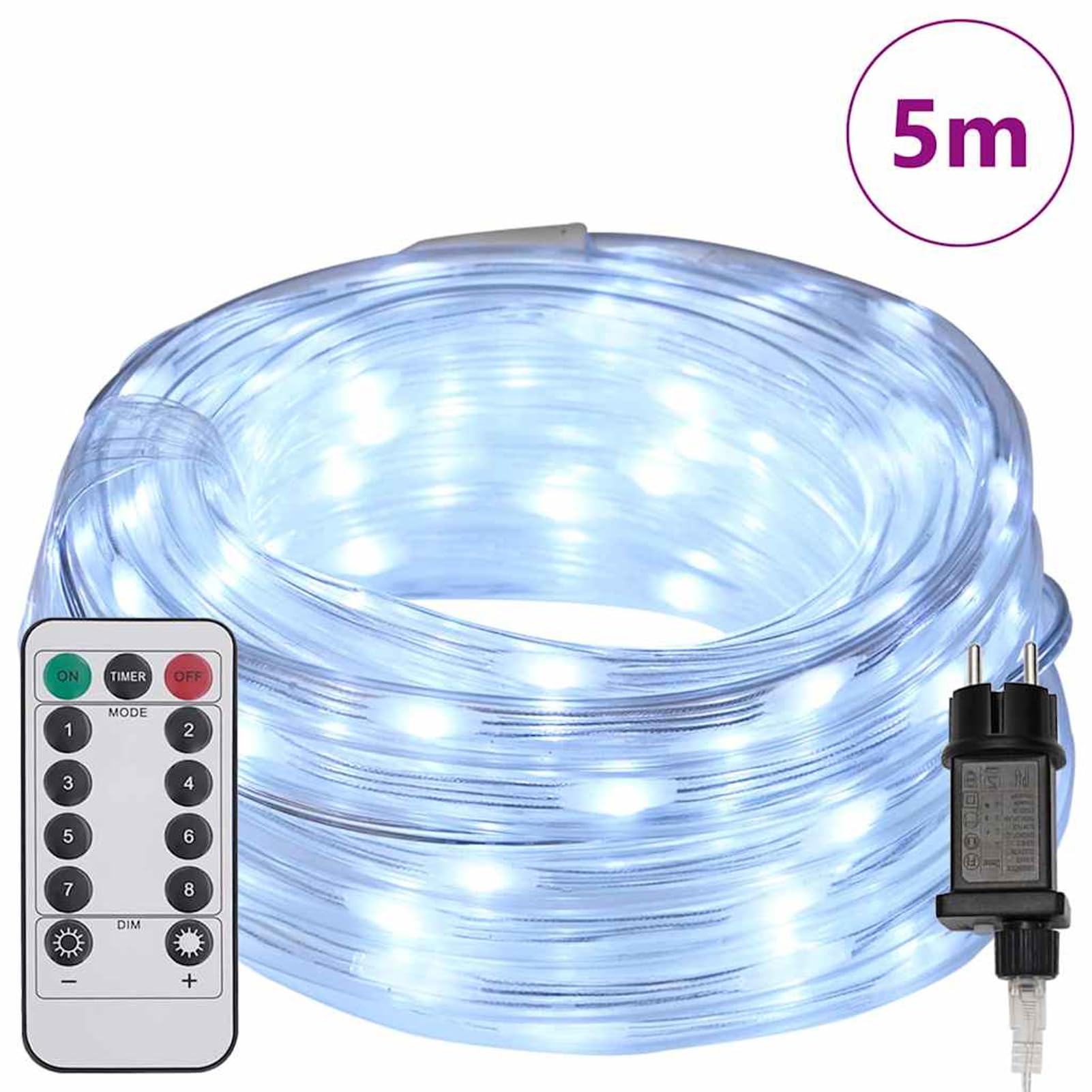 Anself Luces de Cuerda LED Blancas frías con Mando a Distancia para decoración de Interiores y Exteriores con 8 Efectos de iluminación y diseño Flexible de PVC para Navidad y Fiestas