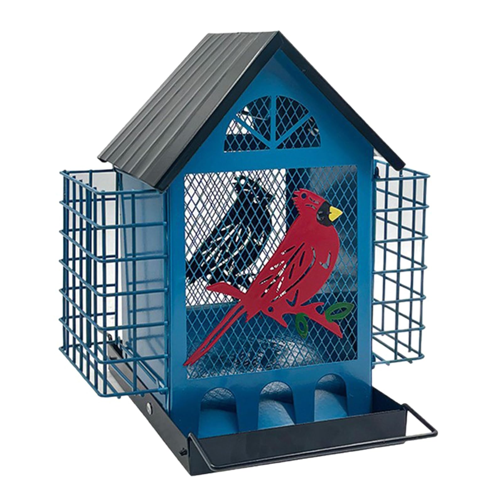 Mangiatoia per uccelli in metallo per uso esterno realizzata in robusto ferro con ampia capacità e aspetto elegante, ideale per la decorazione del giardino Mangiatoia per uccelli selvatici
