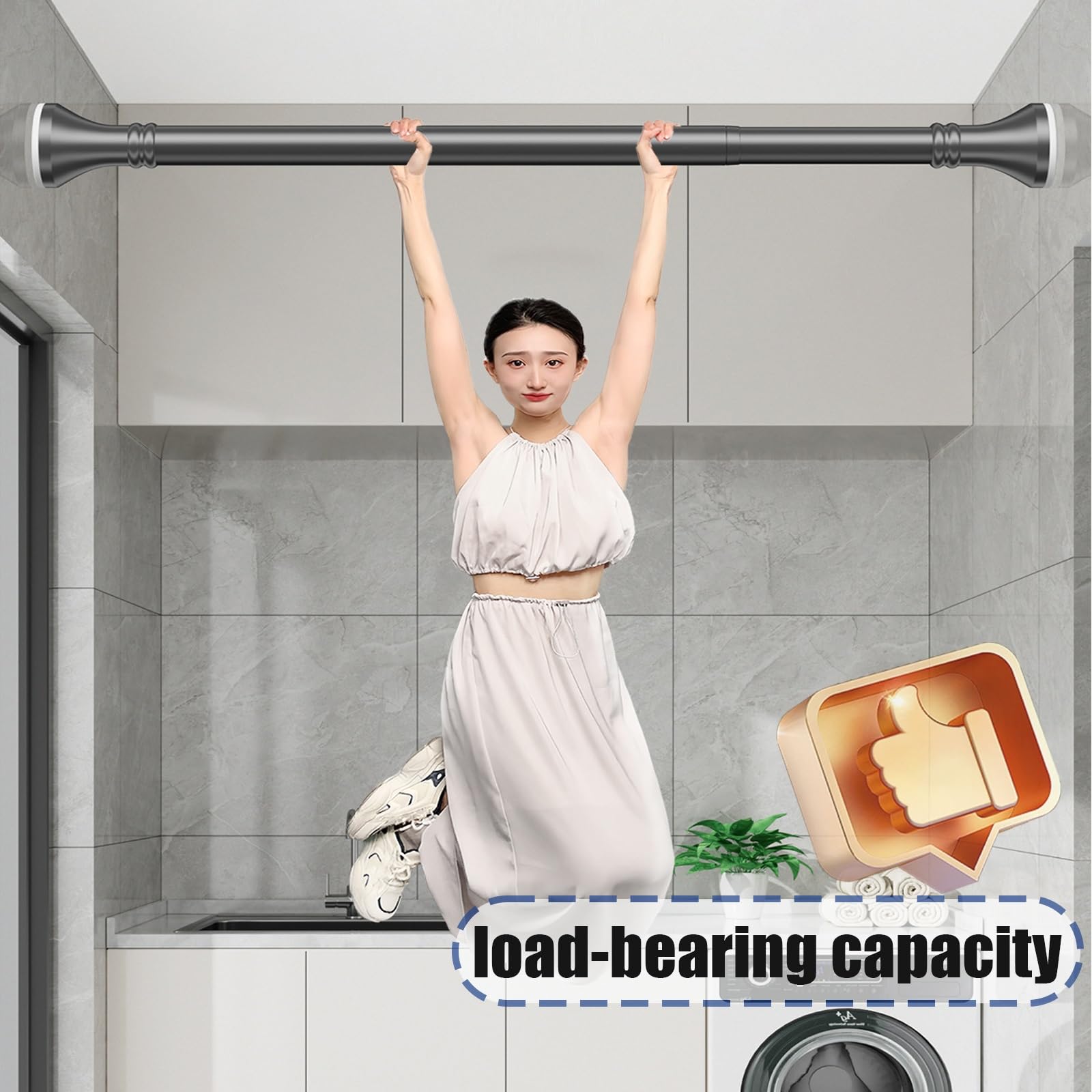 Tringle à rideaux extensible réglable de 200 à 500 cm, pour rideaux de douche et voilage, tringles à rideaux télescopiques en gris (110-190 cm) – Solution polyvalente et peu encombrante