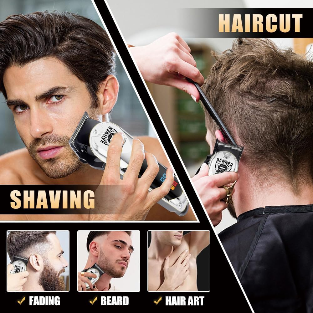 Professional Hair Clippers for Men, Hair Clippers & Hair Trimmer & Mens Beard Trimmer, Cordless Hair Clipper with LCD Display Barber Kit for Men Father