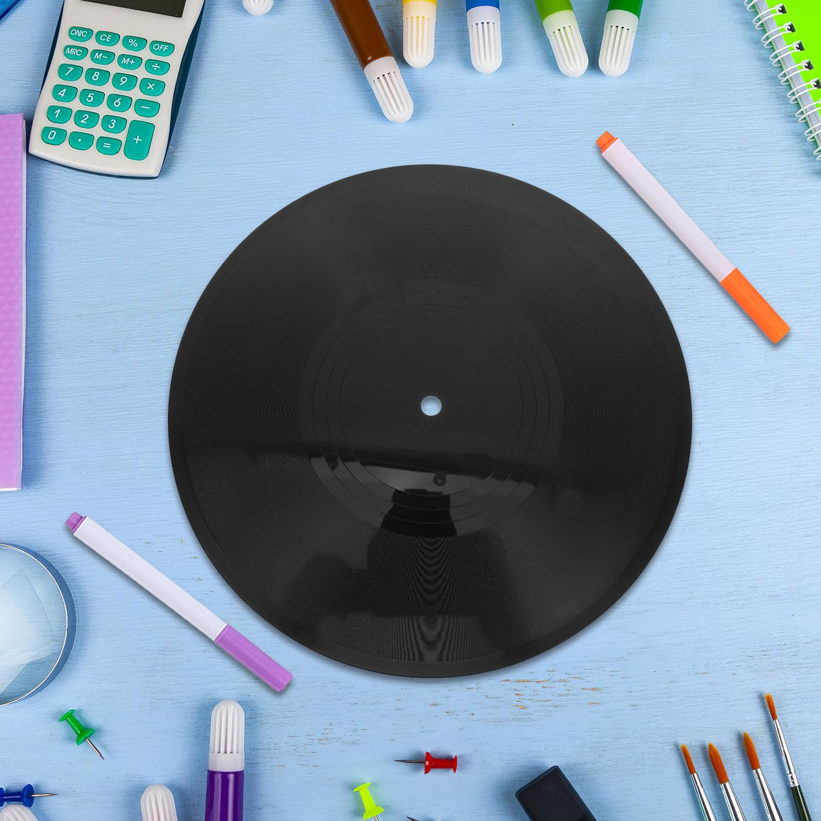 GLEAVI Disco de Vinilo Retro Negro de Plástico para DIY con Marcadores Incluidos, Ideal para Guestbook Alternatives y Decoración de Pared