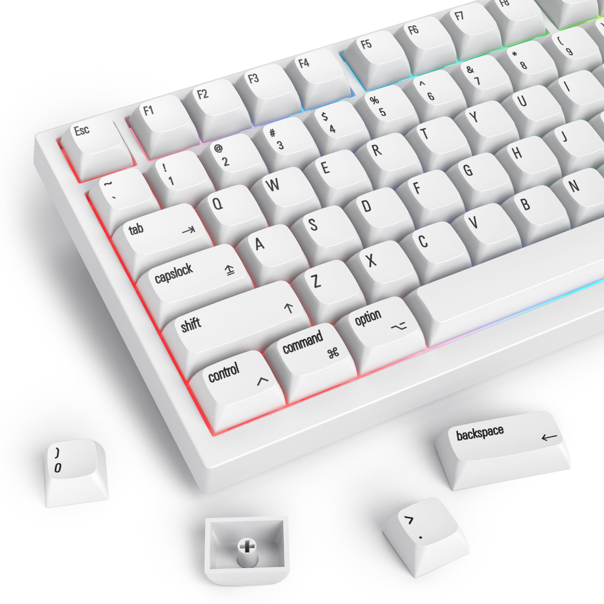 1 x Keycap in resina con profilo OEM R4 personalizzato fatto a mano per interruttori Cherry MX tastiera meccanica Keycap in resina traslucida RGB  7