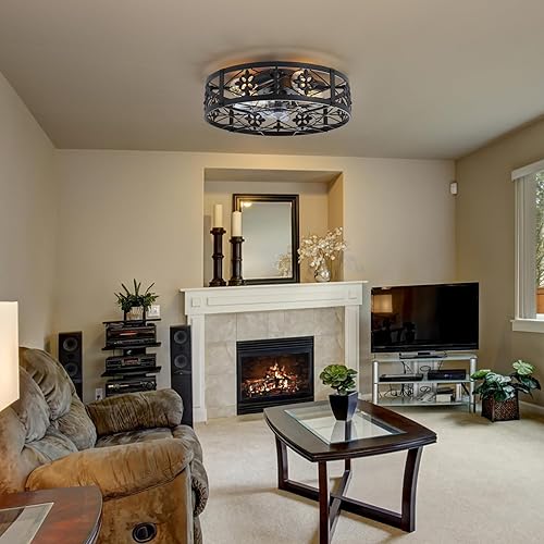 Miniatura 8 de ZYD Ventilador de techo enjaulado con luz, ventilador de techo de 20 pulgadas con luces y montaje remoto empotrado, ventiladores de techo enjaulados