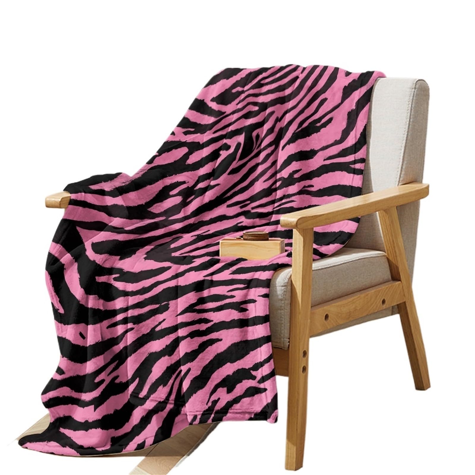 Couverture en peluche rose imprimée pour canapé et lit d'adulte