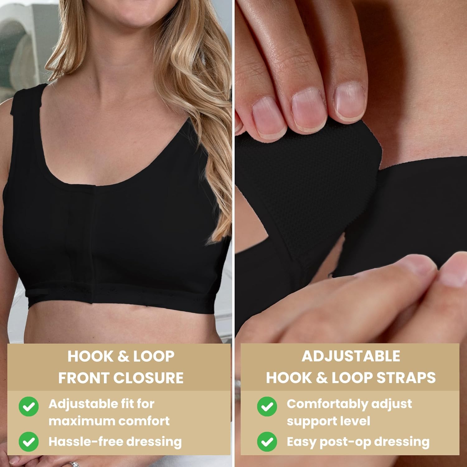 Gentle Touch Surg-Ease Bra with Hook and Loop Front Closure- Post Mastectomy Recovery Bra, Made in USA - Image 4