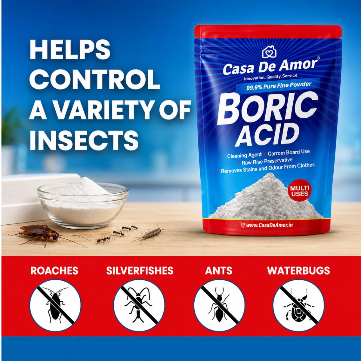 Casa De Amor Boric Acid - Pest Control Powder -3 Casa De Amor Boric Acid - Pest Control Powder -3