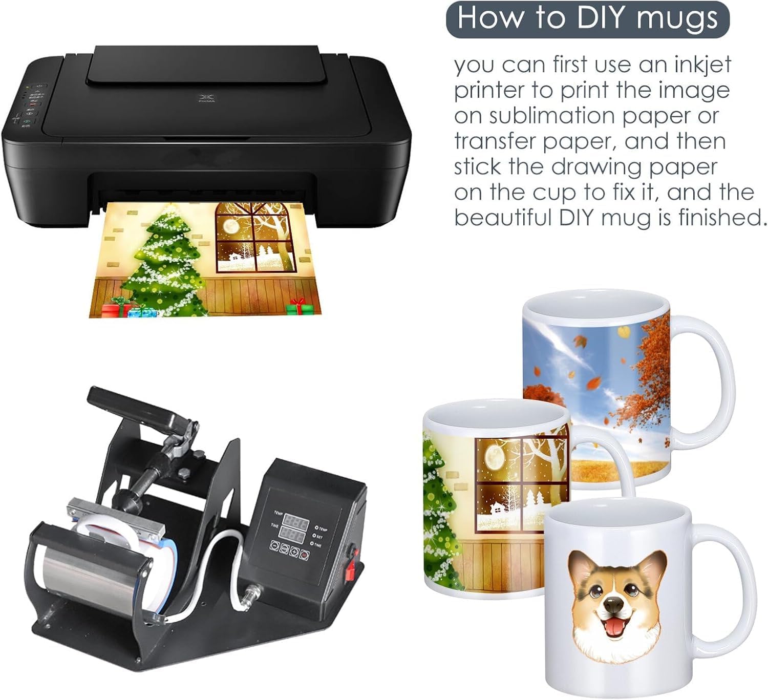 DANALLAN Sublimation Mugs, Premium Coffee Mugs Set of 12 White Ceramic Sublimation Cups 11 oz Christmas Coffee Mug for Soup Tea Milk Latte Hot Chocolate