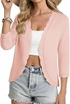 GRACE KARIN Women Lightweight Summer Cardigan Sweater 3/4 Sleeve Cropped Cardigan Casual Open Front Bolero Shrug