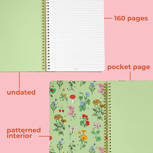 Miniatura 5 de ban.do Rough Draft - Mini cuaderno de espiral con frase, 8.5 x 6.75 pulgadas, con bolsillos y 160 páginas rayadas, verde botánico