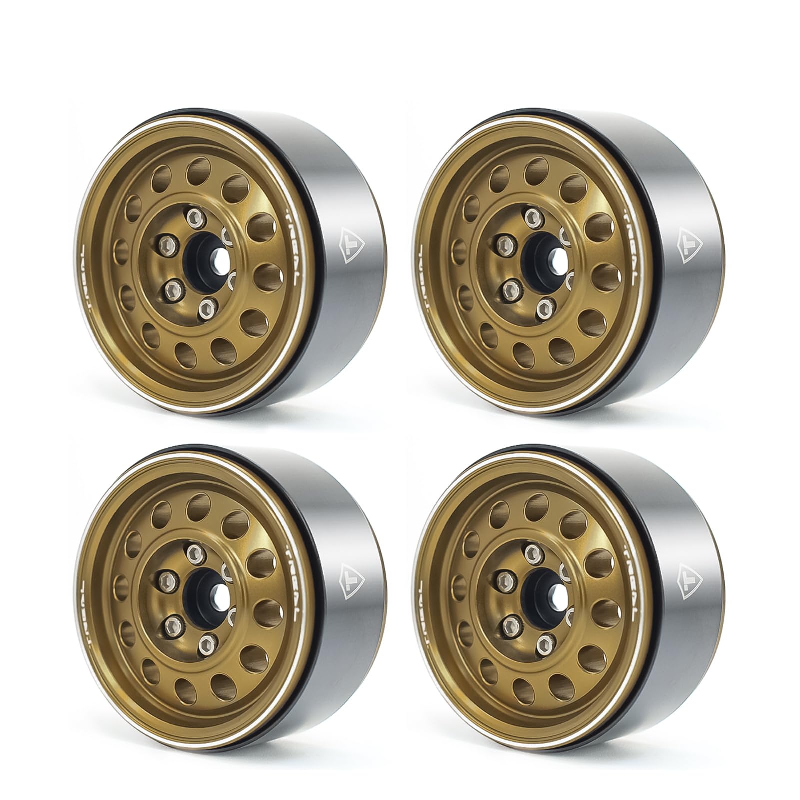 Treal Metal 1.9 Beadlock Wheel Rims 4pcs Vintage Design Wheel Hub for Wagon Wheel 1:10 RC Crawler -Type I (Bronze)