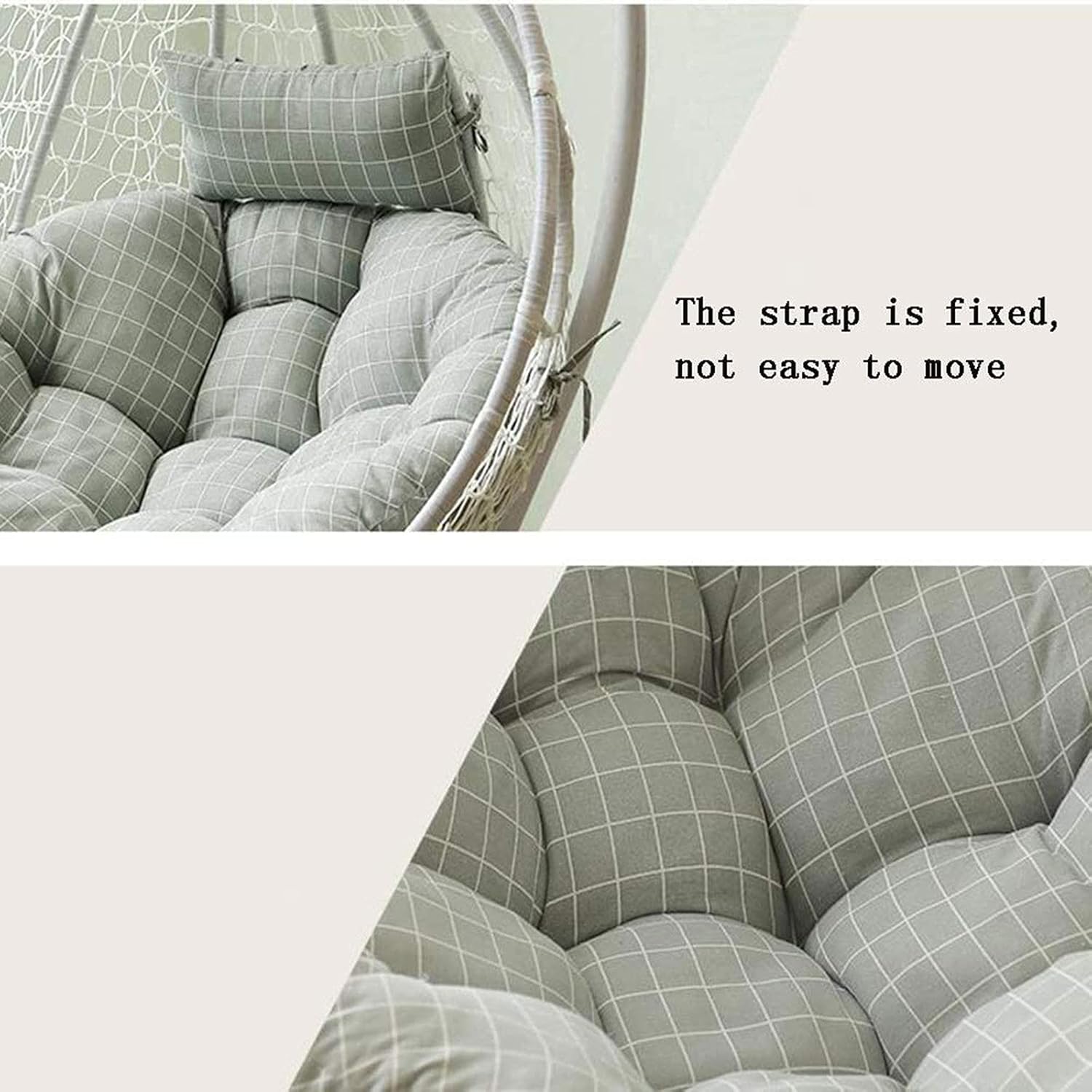 Egg Nest Chair Pad, Hanging Hammock Chair Cushion - with Head Pillow,Basket Swing Seat Mat for Indoor Outdoor Patio