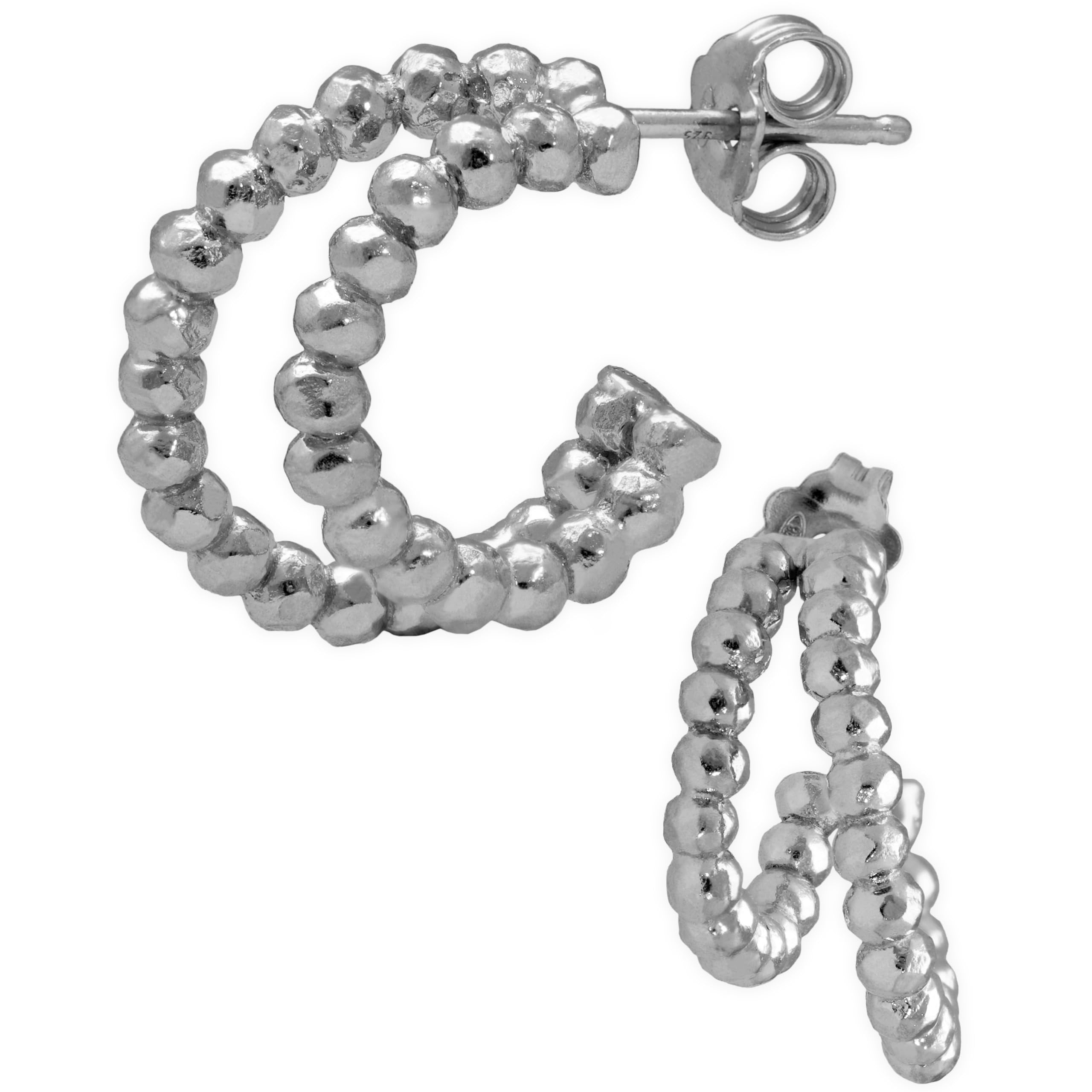 Orecchini a cerchio doppio in argento sterling 925 fatti a mano orecchini a cerchio piccoli ipoallergenici orecchini a bottone geometrici minimalisti e delicati regalo unico per lei