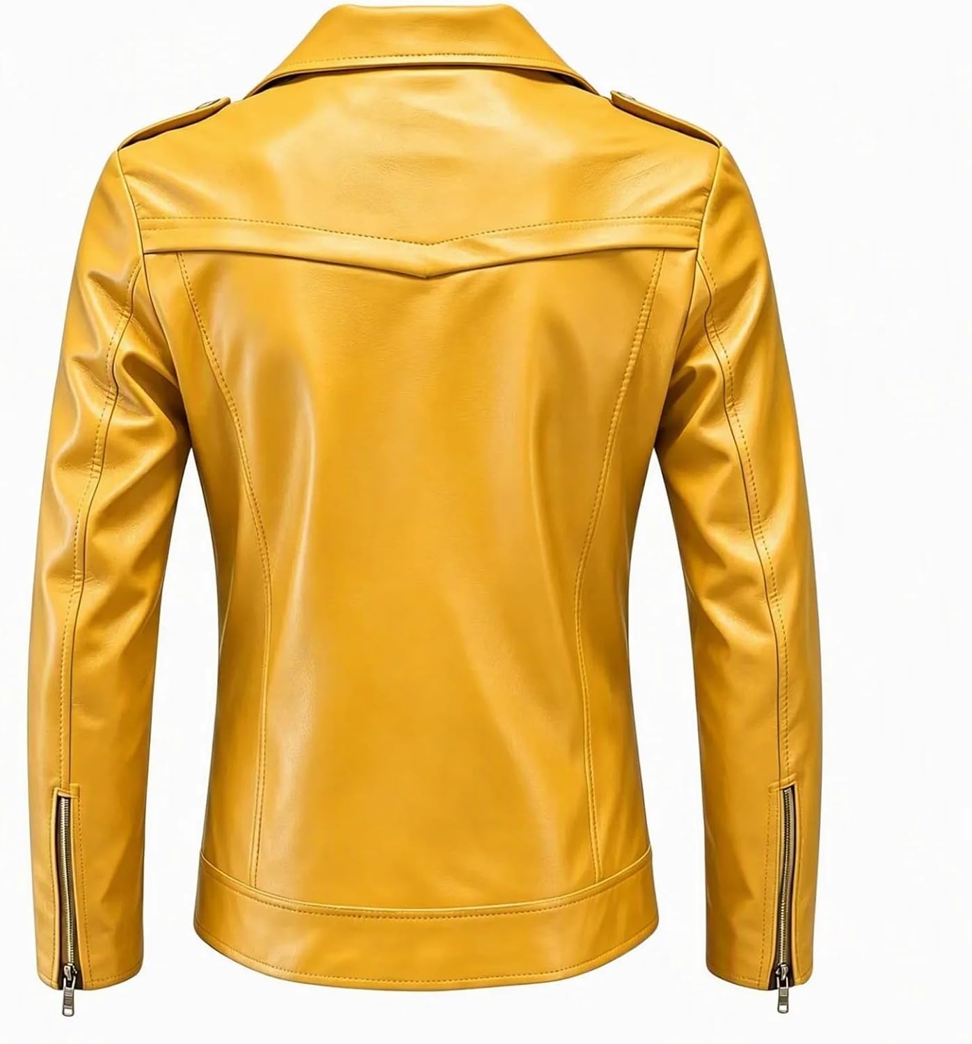 Men's Asymmetric Zip Biker Jacket Belted Slim Fit Classic Moto Coat