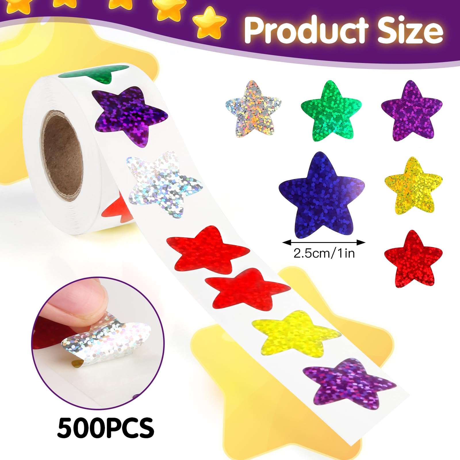 2 Rouleaux De 1000 Autocollants étoiles Brillants,autocollants