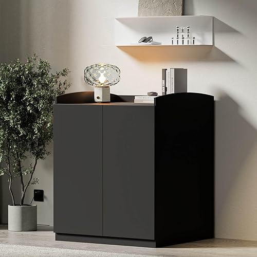 amunrbrek Extra Large Litter Box Enclosure with Cat Scratch Mat - Designed for Self-Cleaning and XXL Litter Boxes (Black)