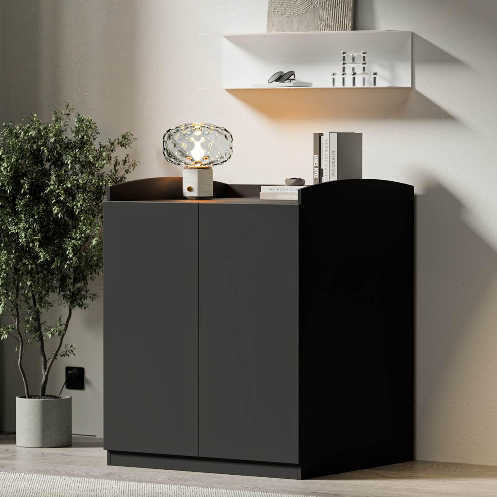 amunrbrek Extra Large Litter Box Enclosure with Cat Scratch Mat - Designed for Self-Cleaning and XXL Litter Boxes (Black)