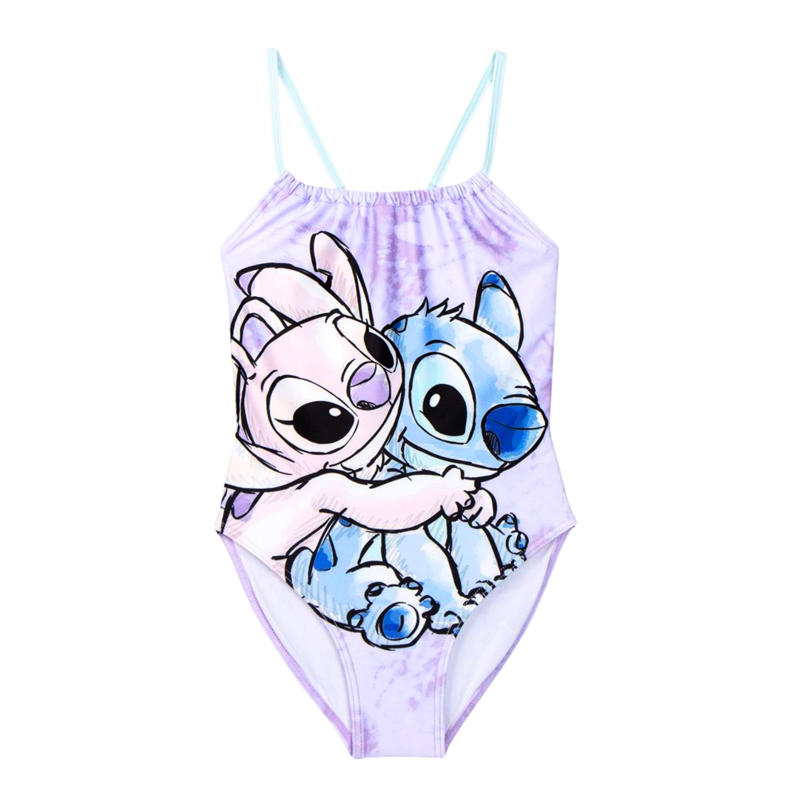 Disney Stitch Bañador para Niña, Diseño Stitch y Angel Bañador de Una Pieza Infantil, Bañador de Natación para Niñas, Tallas 5 a 12 Años