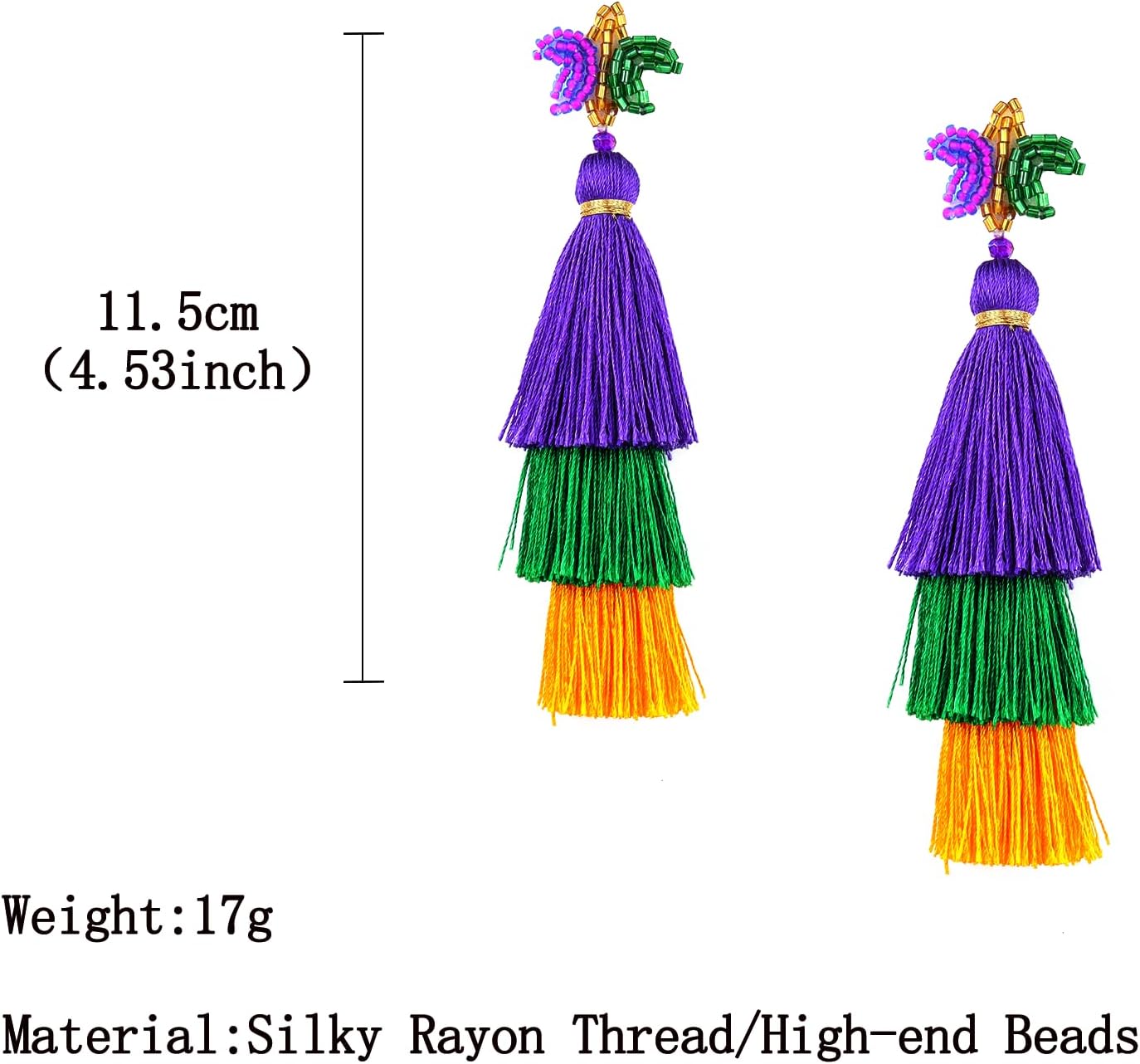 Mardi Gras Earrings Mardi Gras Beaded Mask Dangle Earrings for Women, Pendientes De Carnaval,Carnival Parade Jewelry Holiday Gifts - Image 4