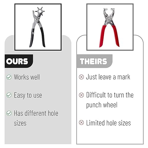 Miniatura 23 de UNCO Herramienta perforadora de cuero para perforar agujeros de cuero, perforadora de varios tamaños para cinturones y cuero, perforadora de Mango
