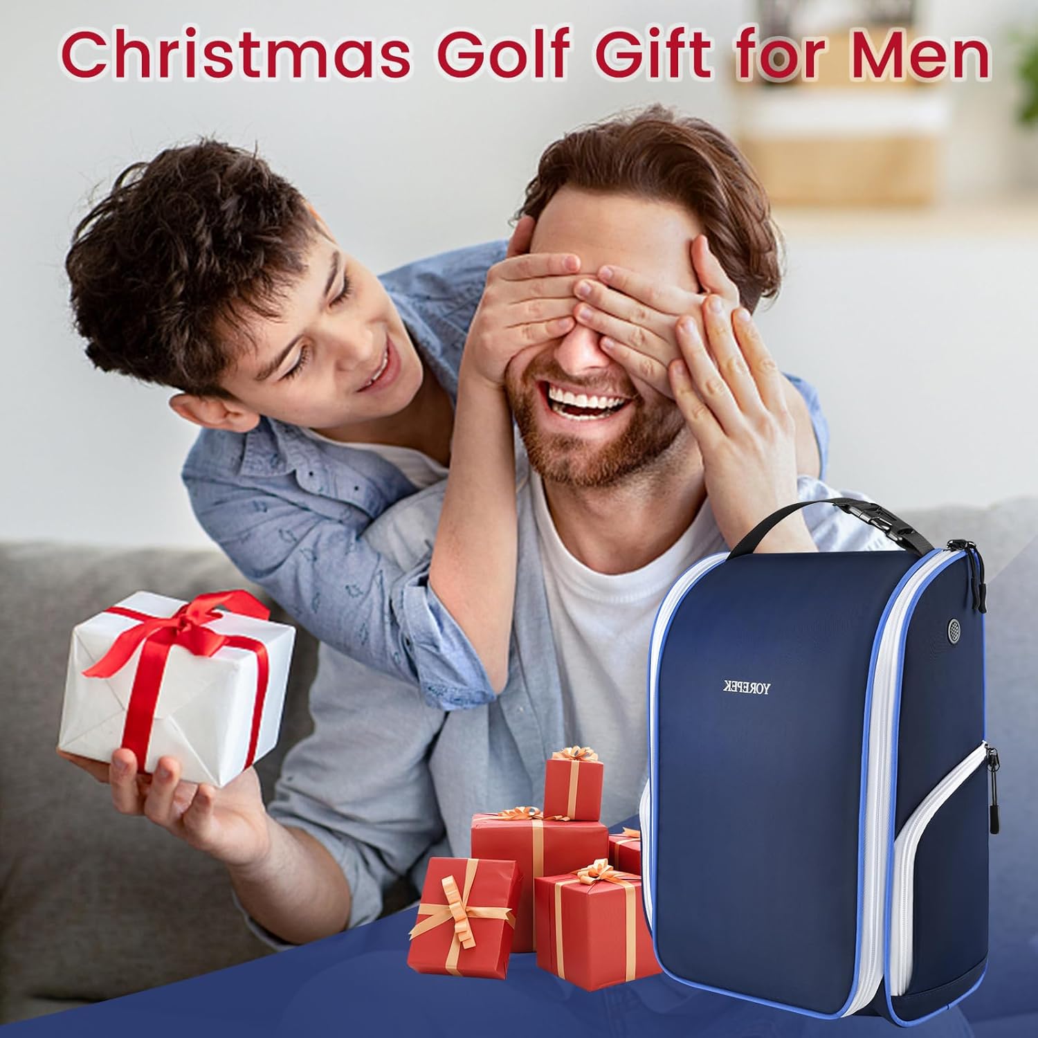 YOREPEK Golf Shoe Bag, with 3 Pockets for Socks, Gloves, Tees, Balls, Brush, Designed with a Buckle Top Carry Handle, Zippered Sport Shoe Carrier Bags with Ventilation, Golf Gifts for Men Unique,Blue - Image 7