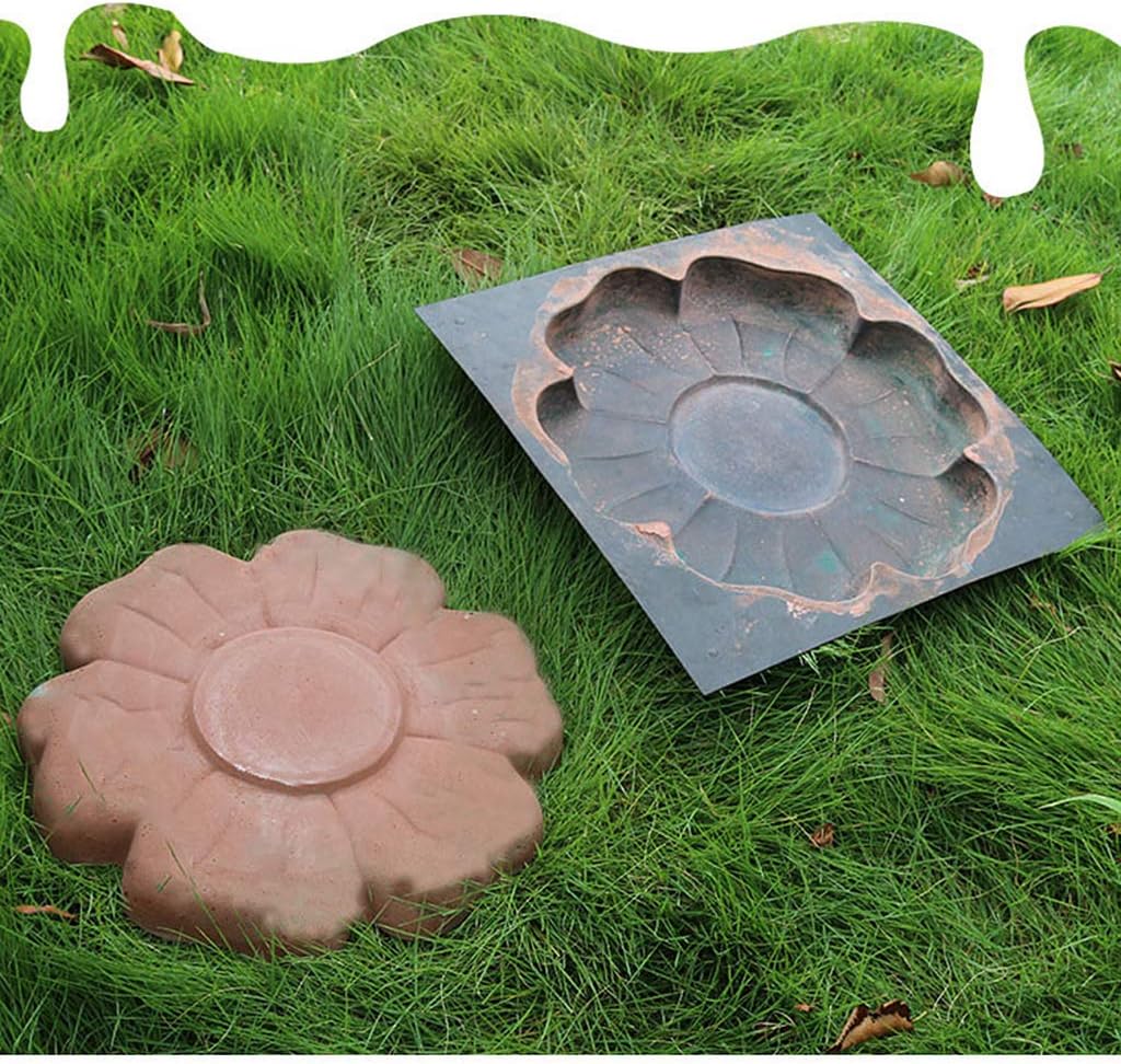 Pathmate Maker Concrete Mold, PP Plastics Flower Pattern Stepping Stone Mold, Walkway Paving for Garden & Patio