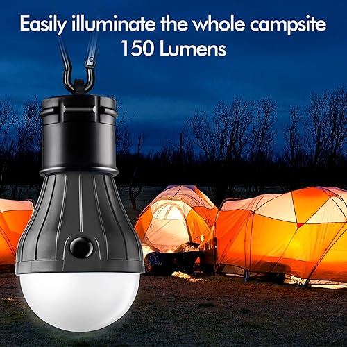 Miniatura 9 de FLY2SKY Tent Lamp Portable LED Tent Light 4 Packs Clip Hook Hurricane Emergency Lights LED Camping Light Bulb Camping Tent Lantern Bulb Camping