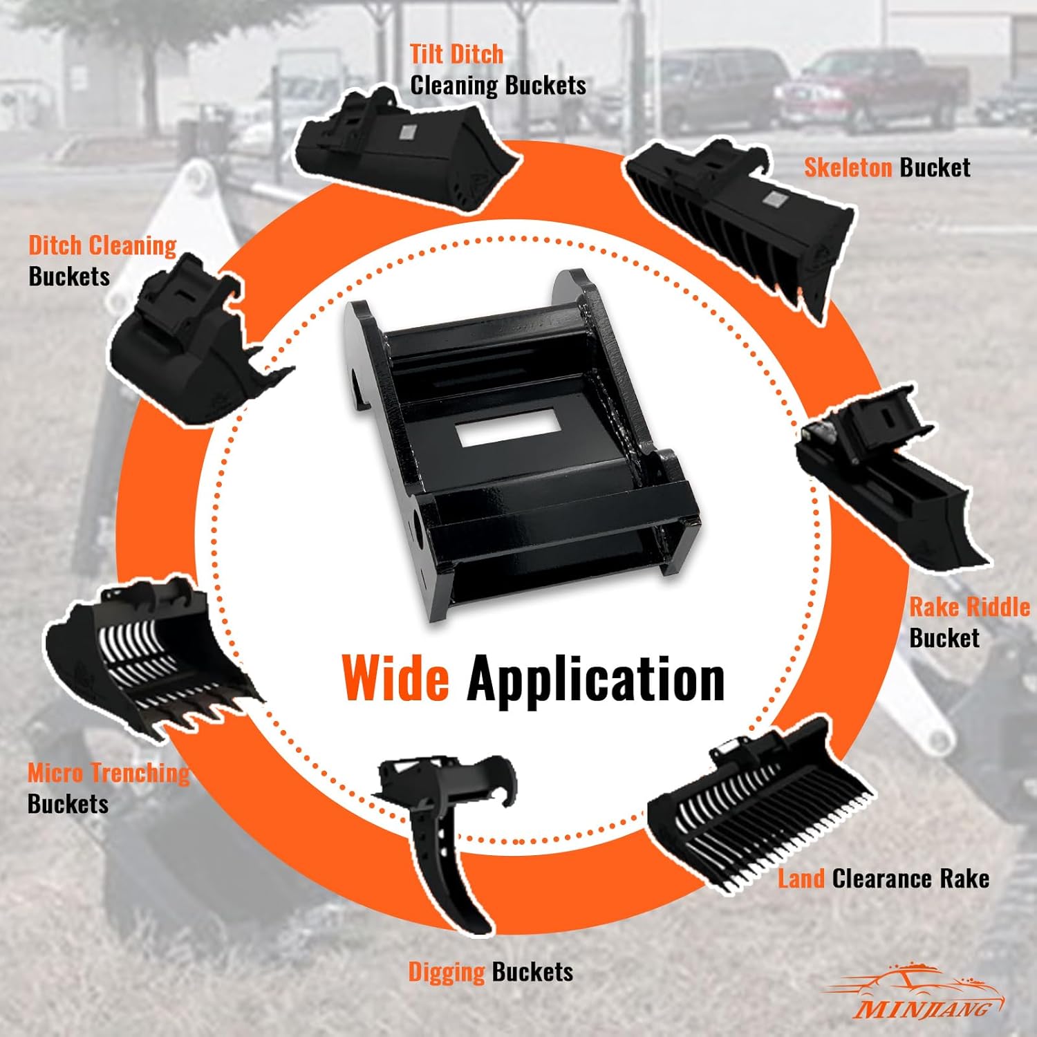 MINJIANG X-Change Coupler Bracket, Mini Excavator Attachment Quick Hitch Coupler Black-Coating Steel Attach Coupler for Bob-c-at E Series