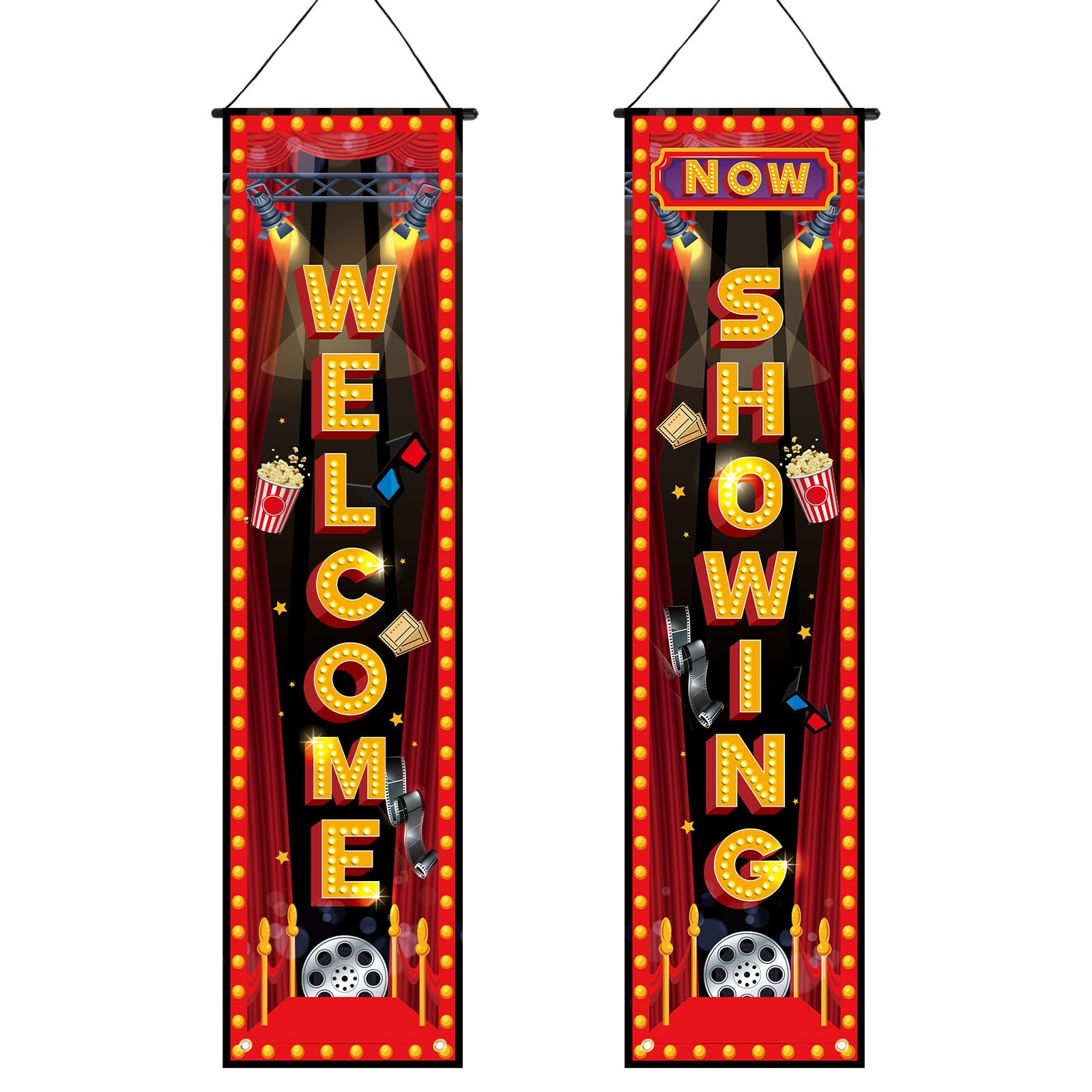 Penitue 2pcs Movie Night Porch Banner