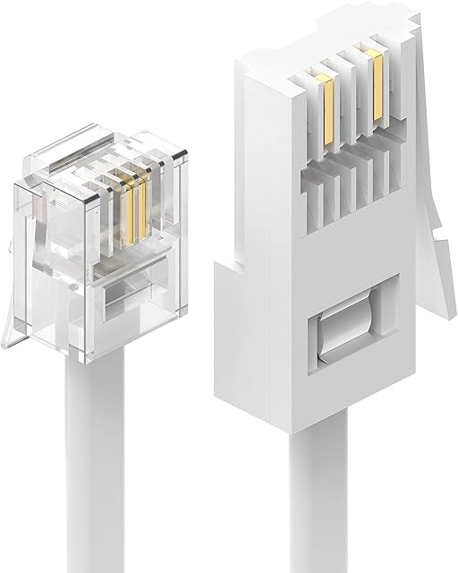Telephone Cable Phone Cable for Landline ADSL Modem Cable 2M, Ancable BT Plug to RJ11 Male Broadband 6P2C 2-Pin Telephone Cable for BT UK Landline Phone Cord Home & Office Fax Modem