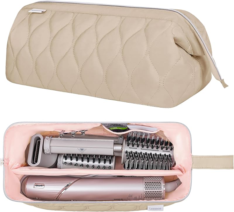 Lexeeco Estojo de Viagem para Dyson Airwrap e Shark Flex Style, Marrom Latte, 1 unidade