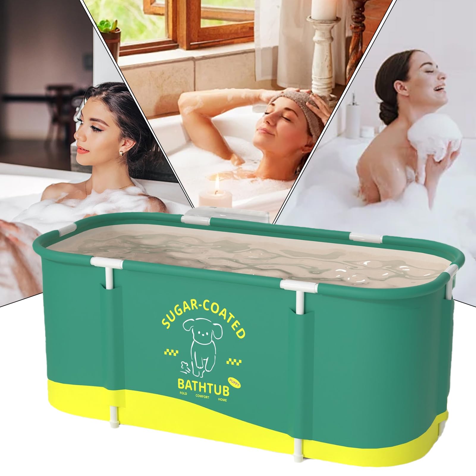 Portátil adulto de gran capacidad reforzada | 115 x 60 x 50 cm agua caliente fría para jardín terraza casa camping al aire libre baño lavado