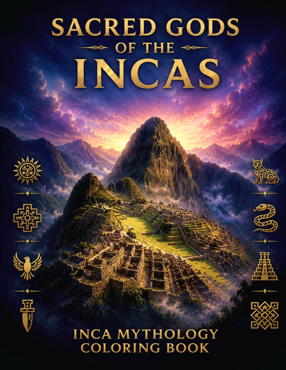 SACRED GODS OF THE INCAS: 50 Inca Mythology Coloring Designs for Adults and Teens Featuring sacred gods, mystical animals, ancient spirits, legendary ... (Sacred Animals & Mythology Coloring Books)