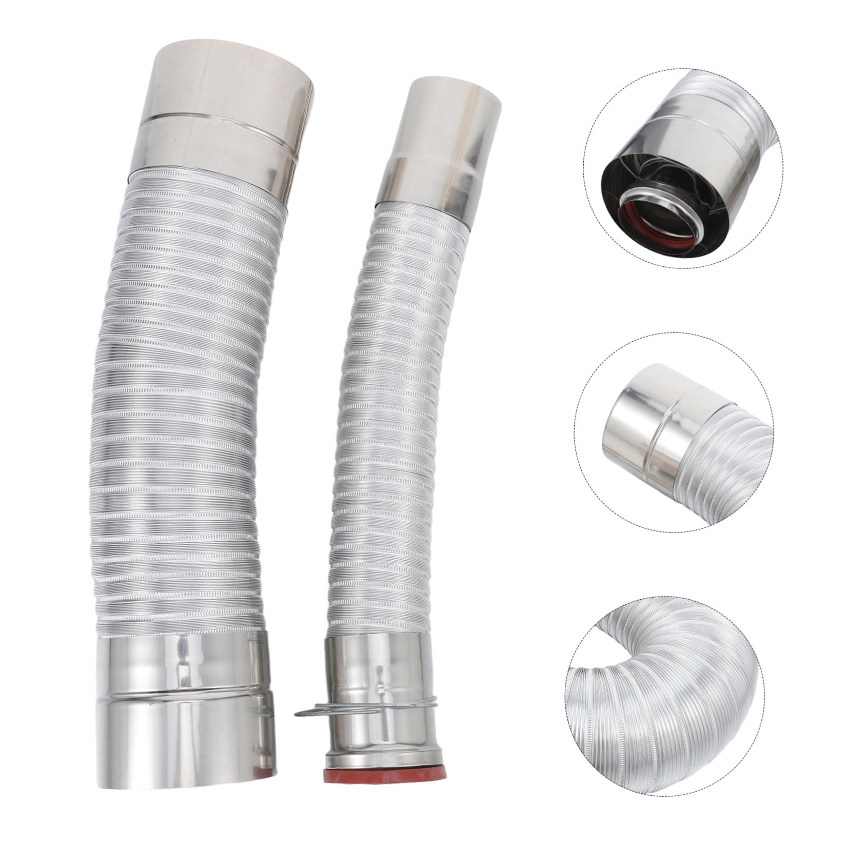 Raccordo a Gomito Flessibile in Alluminio Doppio Strato 40cm per Tubo di Scarico Stufa, Connettore Ermetico Resistente Alte Temperature per Canna Fumaria Interna, Installazione