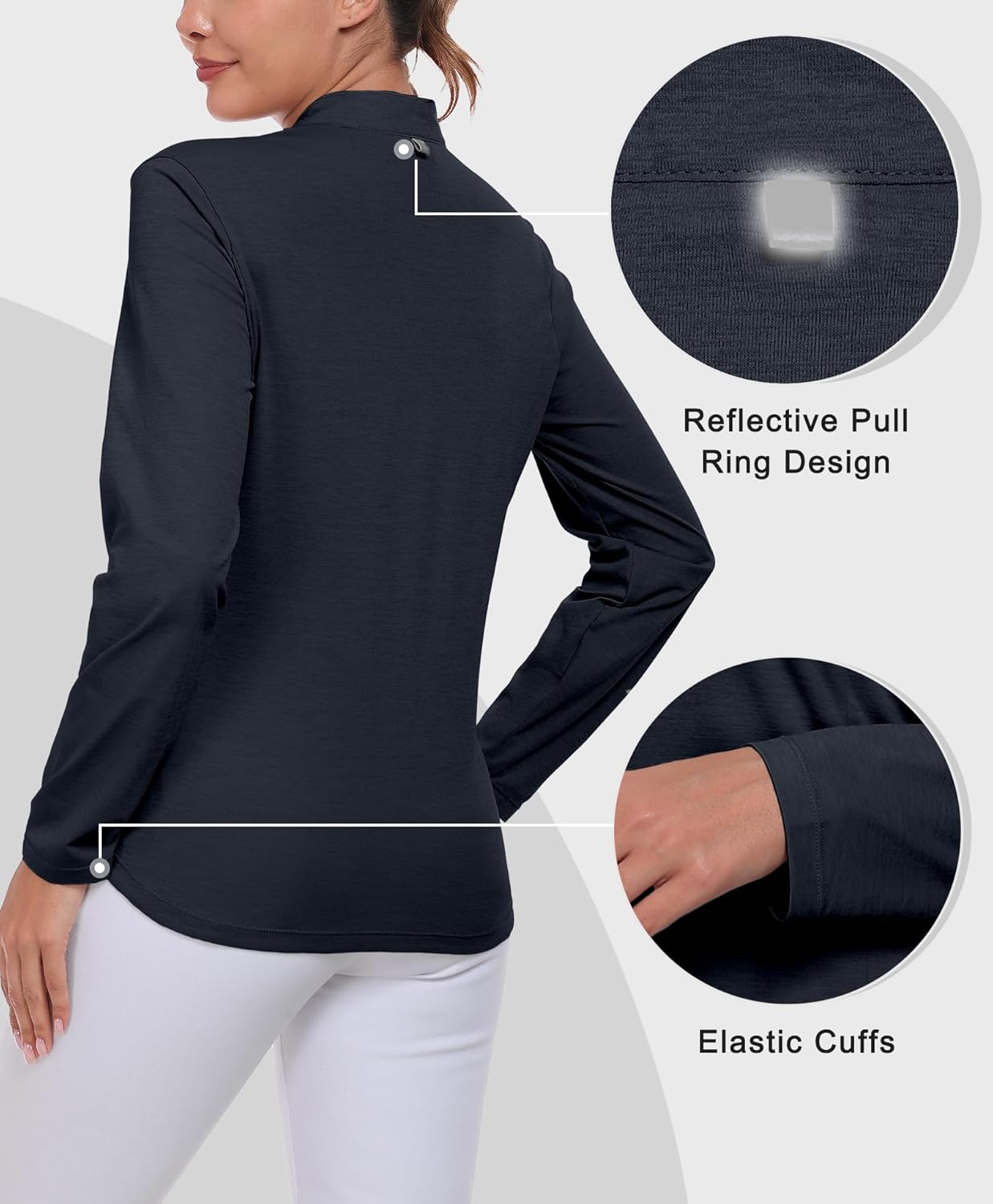 Little Donkey Andy Women's Golf Shirts Long Sleeve 1/4 Zip Athletic Lightweight Quick Dry Workout Hiking Athletic Shirts
