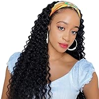 Vista 54 de XSY: Peluca de diadema de cabello humano de onda profunda sin pegamento, sin encaje frontal, peluca de diadema rizada, lista para usar y llevar