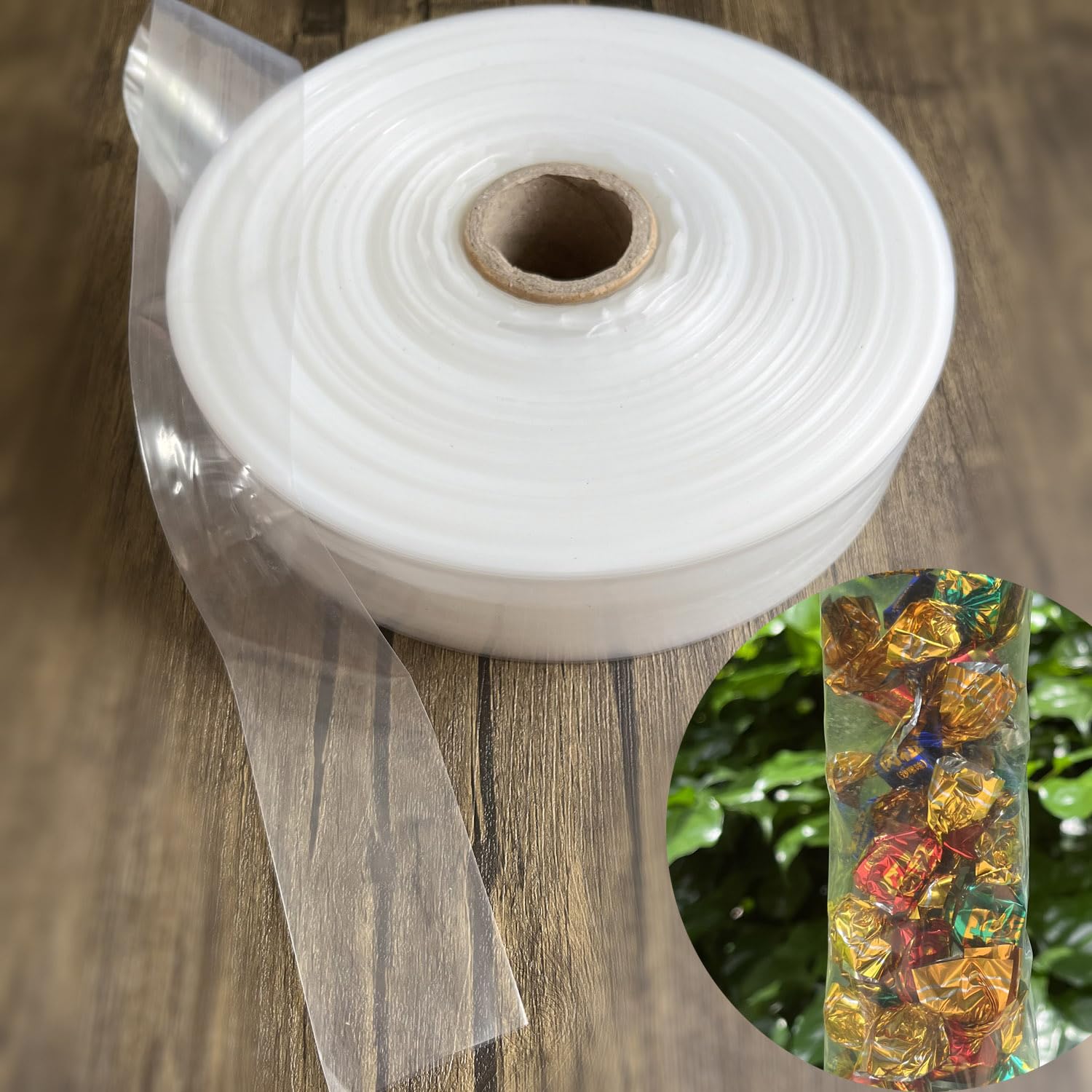 Flat Poly Tubing Roll 1.6 inches×820 Feet 2mil Food Grade LDPE Resin for Custom Length Packaging