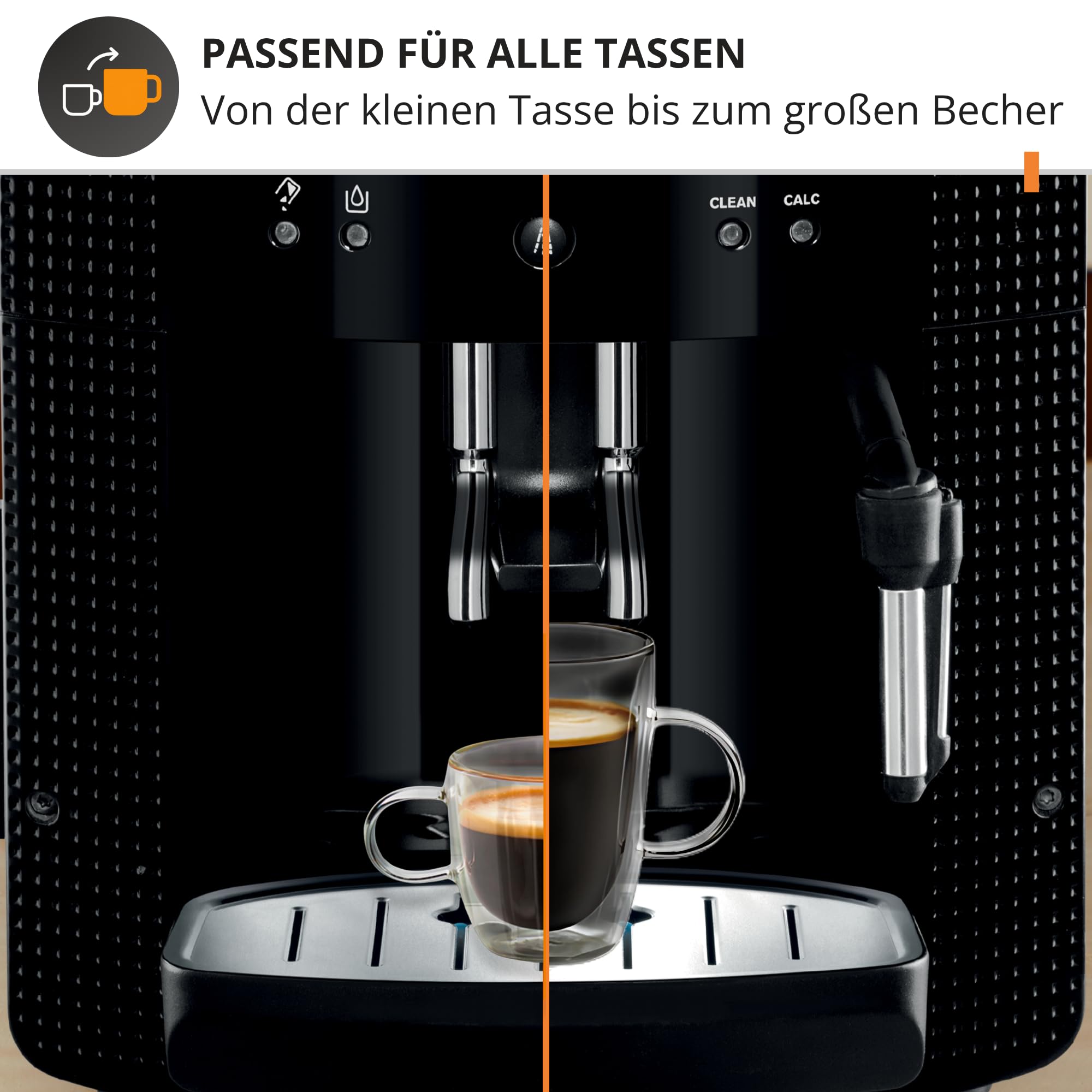 KRUPS Arabica Picto Kaffeevollautomat, Kaffeemaschine, Milchschaumdüse, 2-Tassen-Funktion, Schwarz