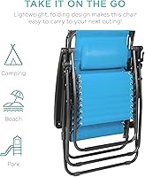 Vista 7 de Best Choice Products - Silla reclinable plegable de gravedad cero para exteriores, de patio, con toldo ajustable, reposacabezas, bandeja de Azul