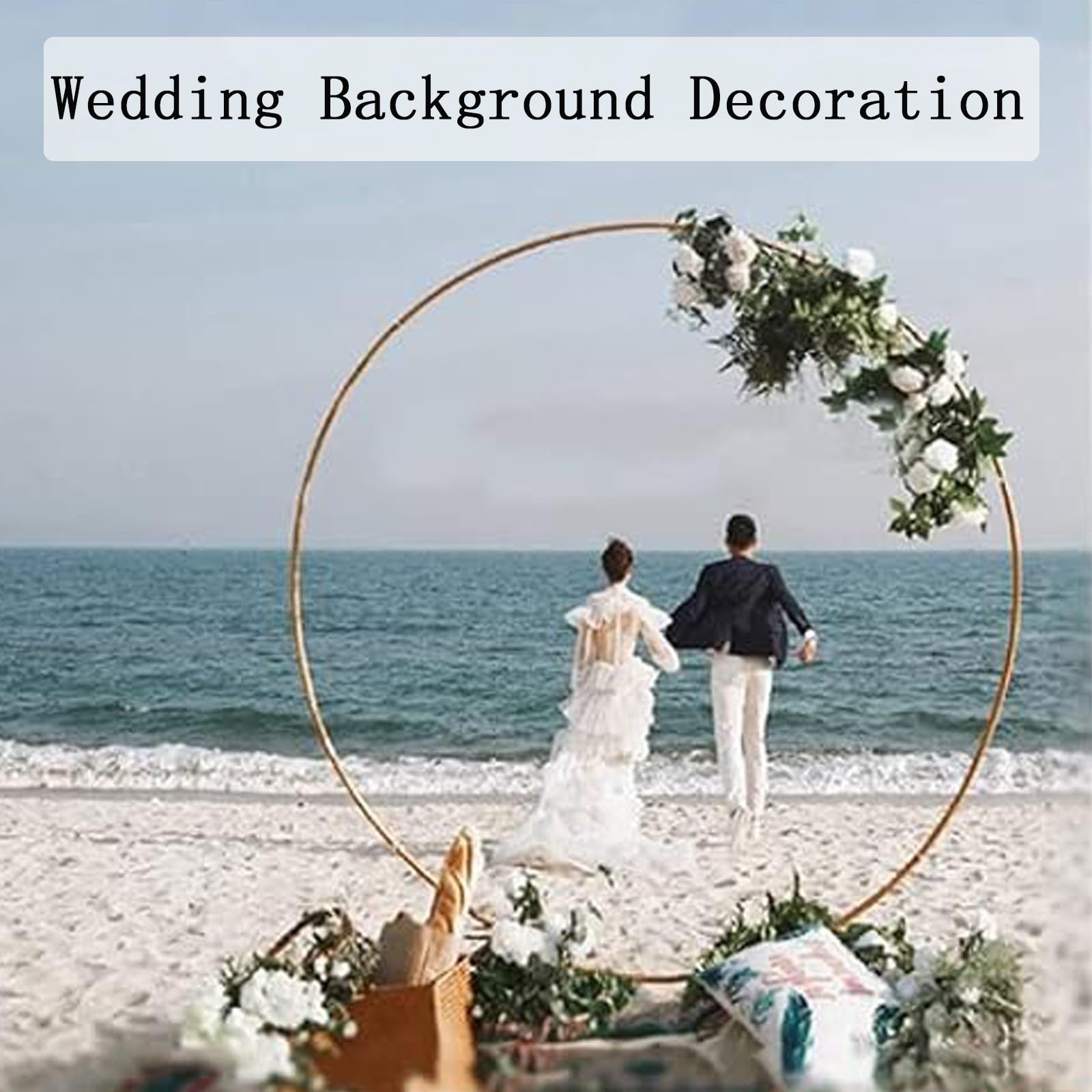 Support de toile de fond rond avec grille, support d'arche en maille métallique pour arche de ballons de fleurs, cadre de décoration pour jardin, cérémonie de mariage, fête, événement, fond de cabine