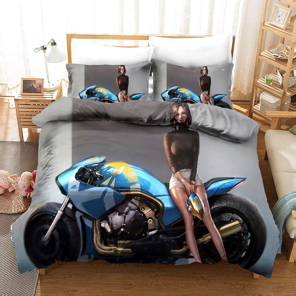 Parure de lit moto microfibre respirante et douce impression 3D