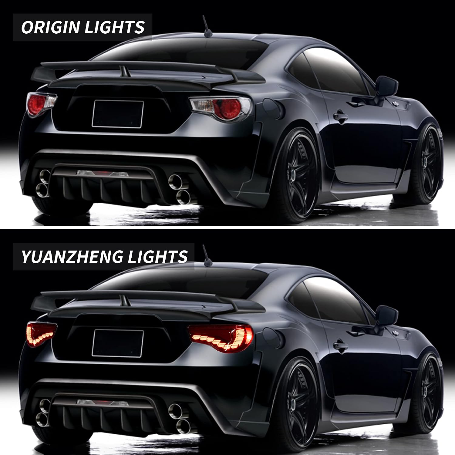 VLAND OLED Red Tail Lights Compatible For [Toyota 86 GT86 2012-2020 / Subaru BRZ 2013-2020 / Scion FR-S 2013-2020] With Dragon Scales Dynamic Running Light & Sequential Turn Signal Lights, SET