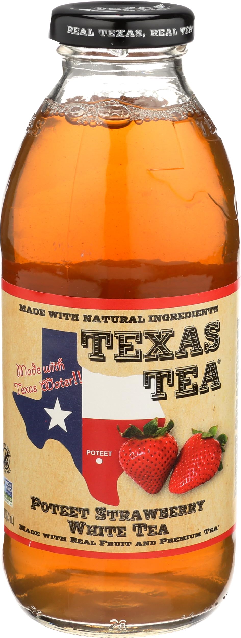 Texas Tea, White Tea Potent Strawberry Ready To Drink Tea Bottle, , 16 Fl Oz (Pack of 3)