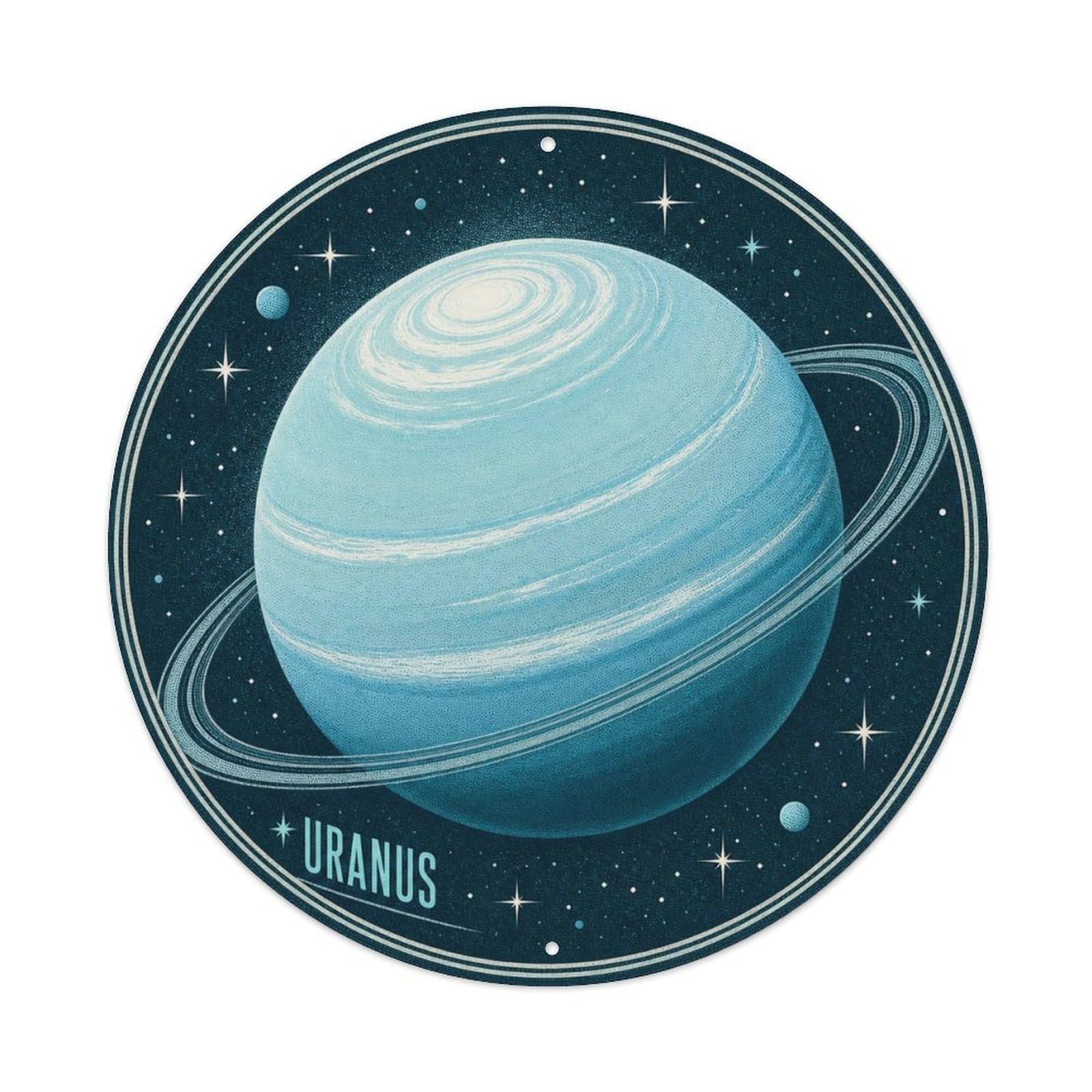 Saturn Ringed Planet Deep Space Stellar Sky Metal Tin Sign Plaque Wall Decor for Cafe, Man Cave, Club Bar, Office, Home Garden Round Metal Poster 8x8Inch