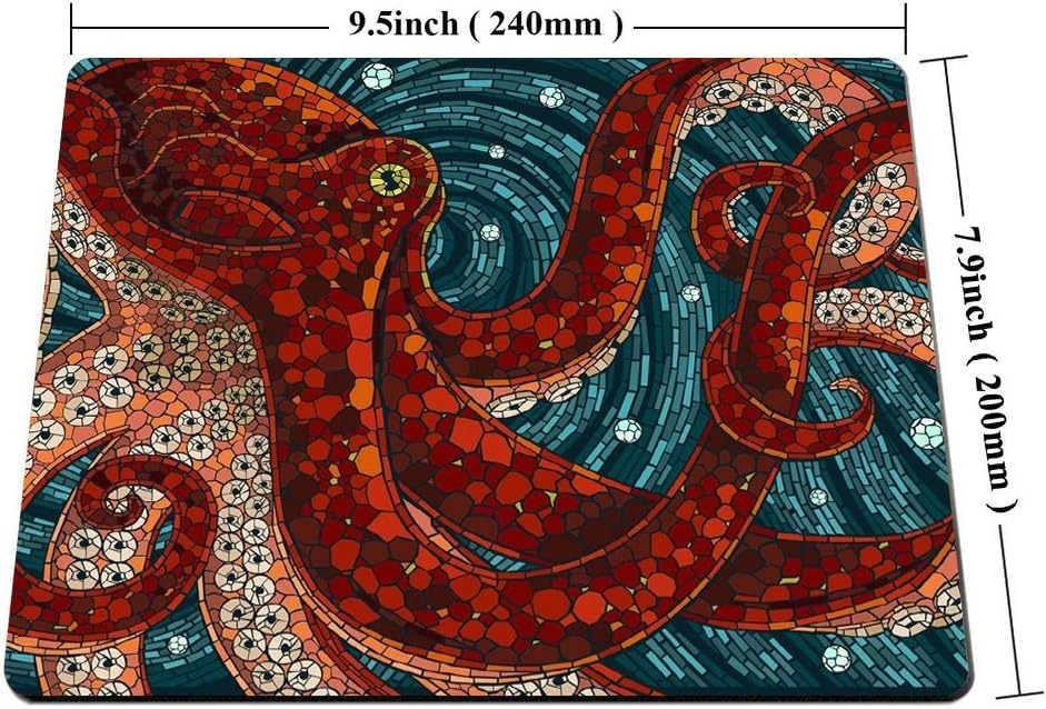 Red Octopus Mouse Pad by Smooffly,Octopus in The Oceans Customized Rectangle Non-Slip Rubber Mousepad Gaming Mouse Pad