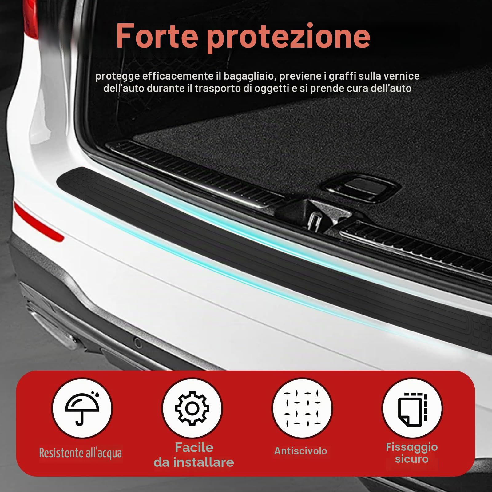 Gomma Protezione Paraurti Auto Autoadesiva Tappetino Bagagliaio Resistente Graffi Tagliabile